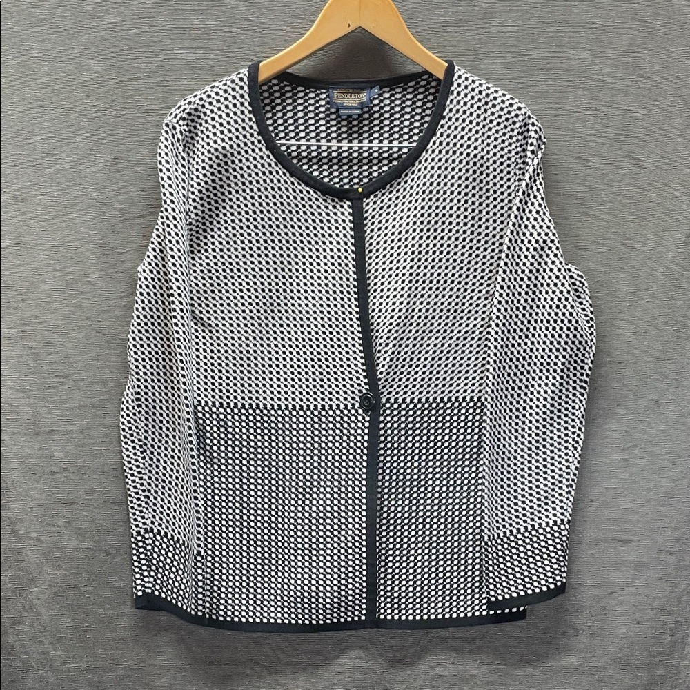 Pendleton Black and White woolen mills 100% cotton cardigan